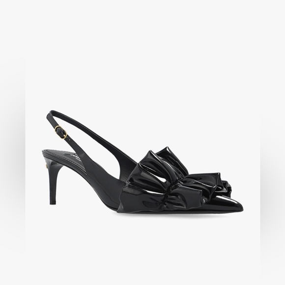DOLCE & GABBANA Patent Leather Ruched-Detail Slingback Pumps
Size: EU 37 / US 7 - Picture 2 of 8
